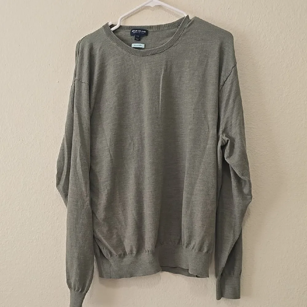 Peter Millar Wool, Green Crewneck Sweater,‎  Relaxed Fit XXL